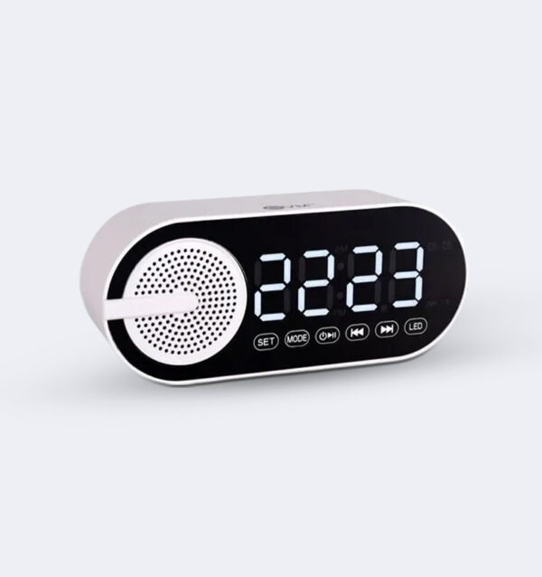 White Bluetooth Speaker With Digital Clock